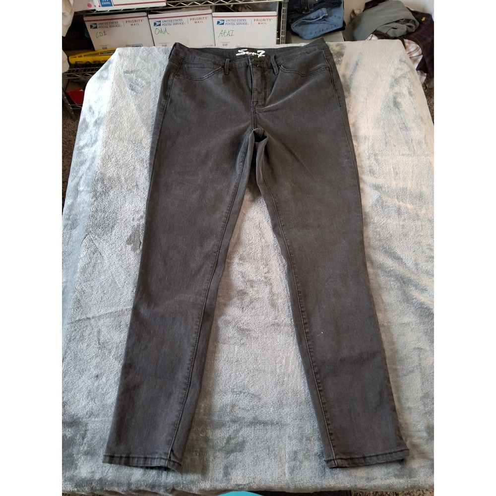 Seven7 Women Black Faded Skinny Jeans Size 8 Mid Rise Slim Fit Denim Pants